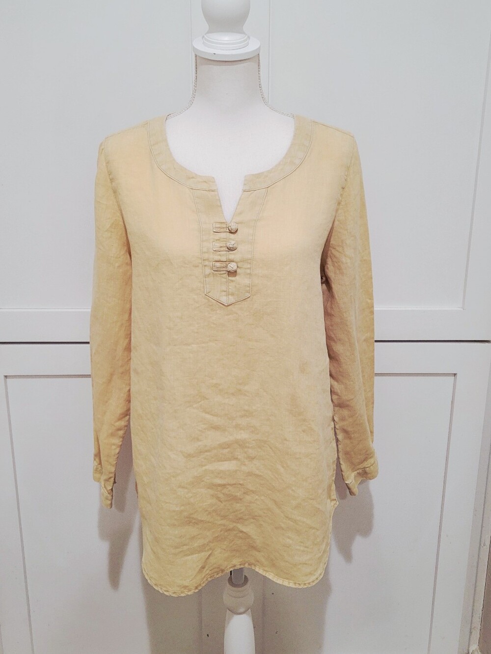 J. Jill 100% Linen Pale Yellow Tunic Top | Size Medium - Picture 1 of 8